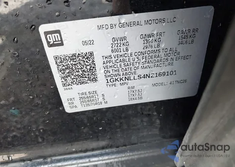 2022 GMC Acadia Awd At4 z USA, uszkodzony, nr VIN 1GKKNLLS4NZ169101